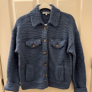Madewell Slate Blue Chunky Knit Cardigan